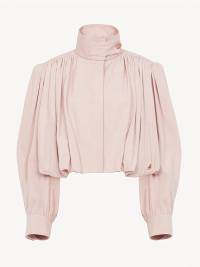 Damer Cropped Bluse med ballonformede ærmer og højhalset krave Stilla