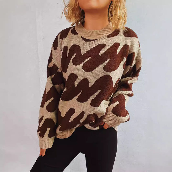 Dame Oversized Striktrøje med Iøjnefaldende Mønster Stilla