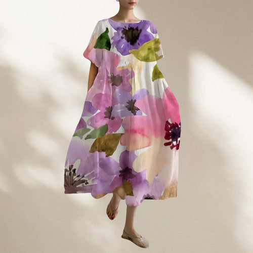 Dame Floral Print Kaftan Kjole Stilla