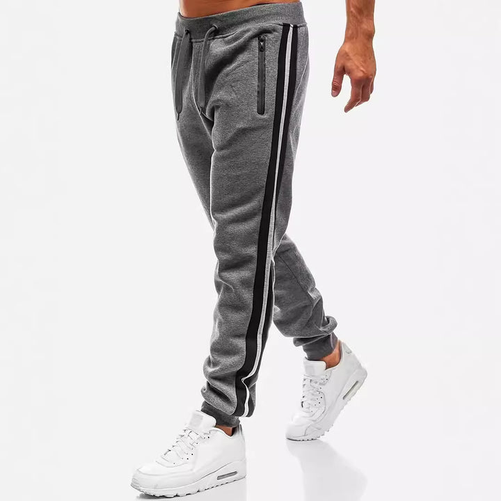 Herren nan smal afsluttende fleece-joggingbukser med tofarvet sidelukning og vandafvisende lynlåslommer Skovae