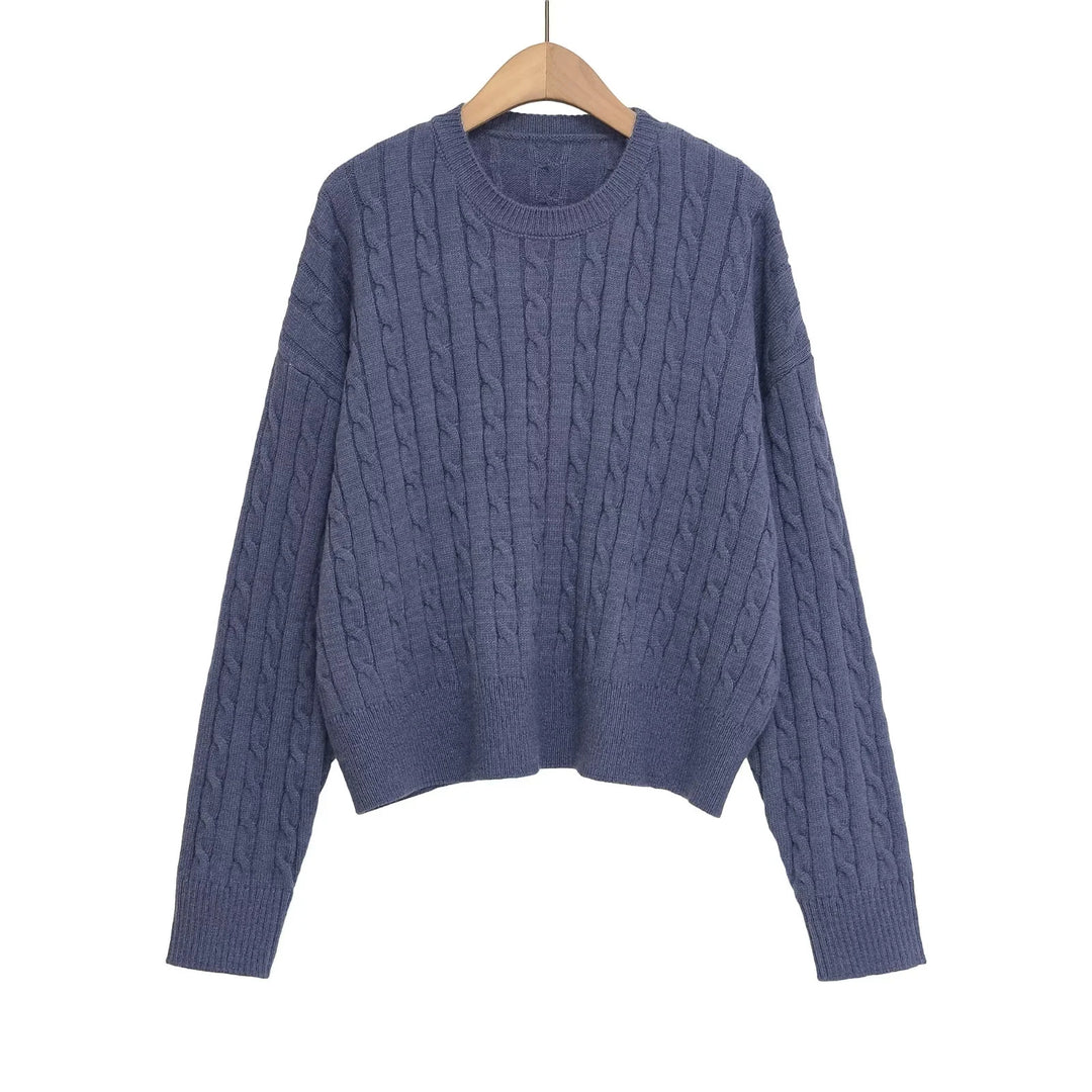Damer strikpullover med klassisk fletmønster Stilla