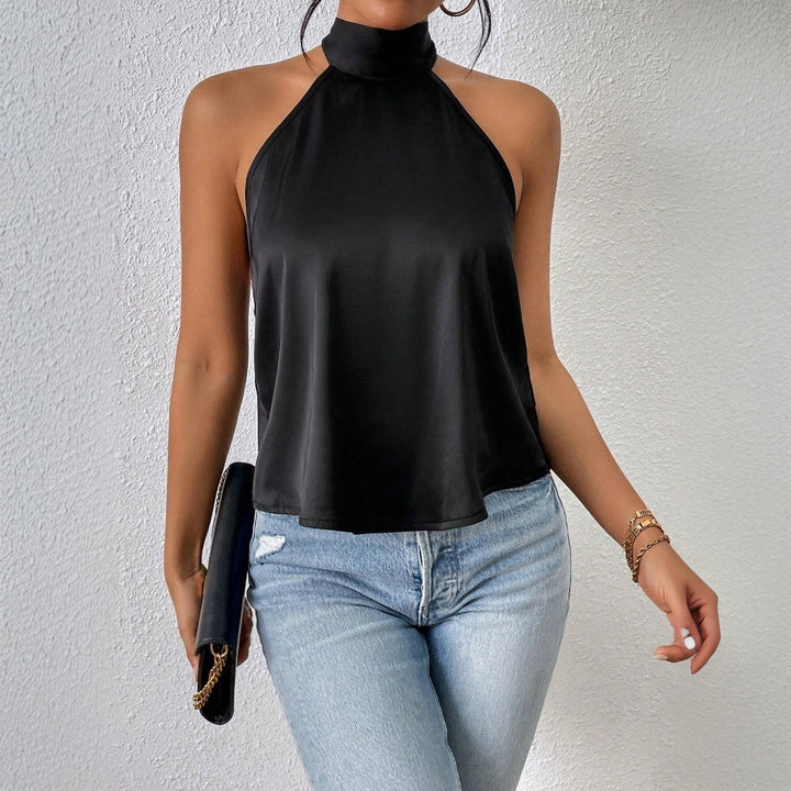 Damer elegant halter top med silkeagtig finish Stilla