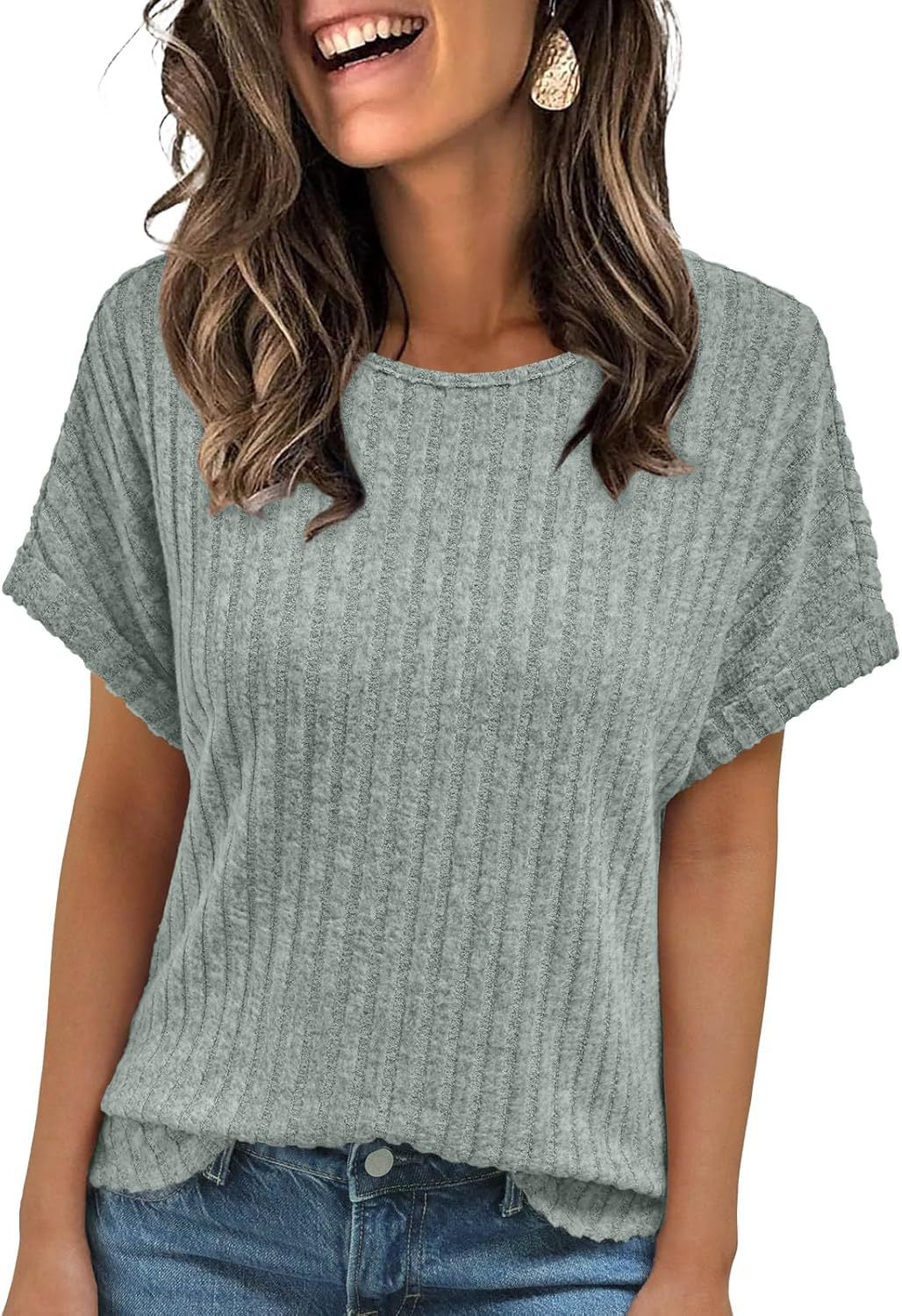 Dame ribstrik top Stilla