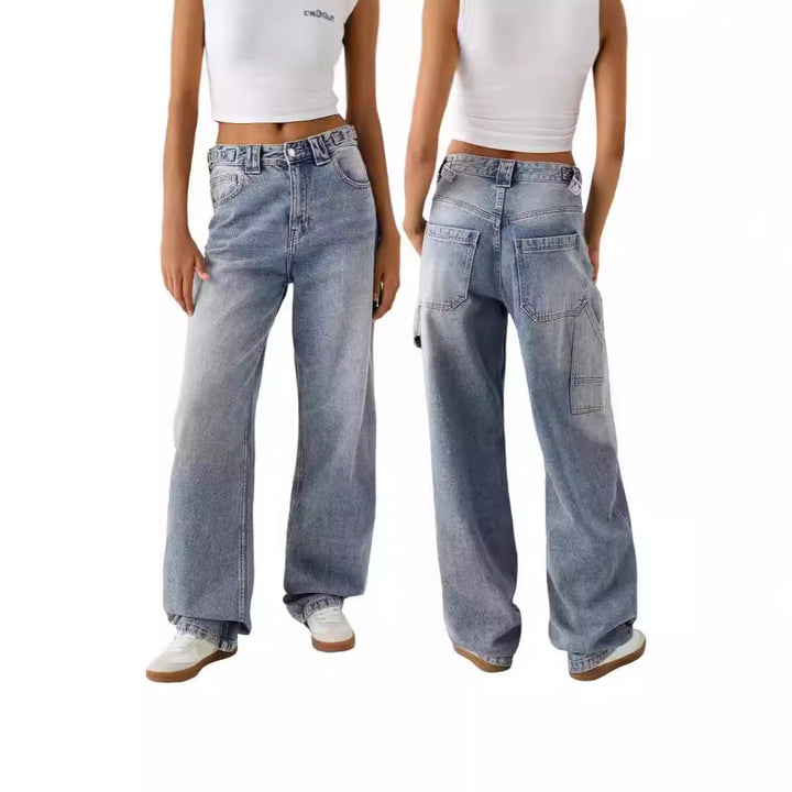 Dame brede højhals jeans med elegant snit og afslappet design Skovae