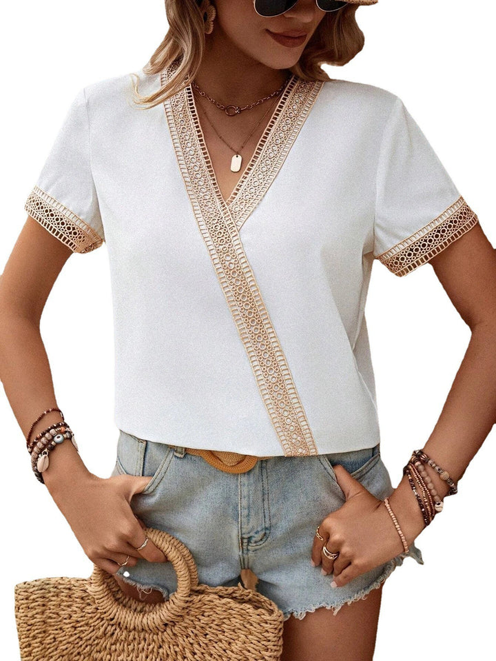 Damer Elegant Blonde Kants Top Stilla