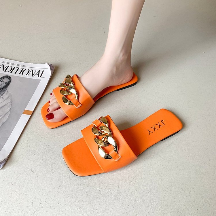 Dame Slide-sandaler med dekorativ kæde-design og komfortabelt fodbede Stilla