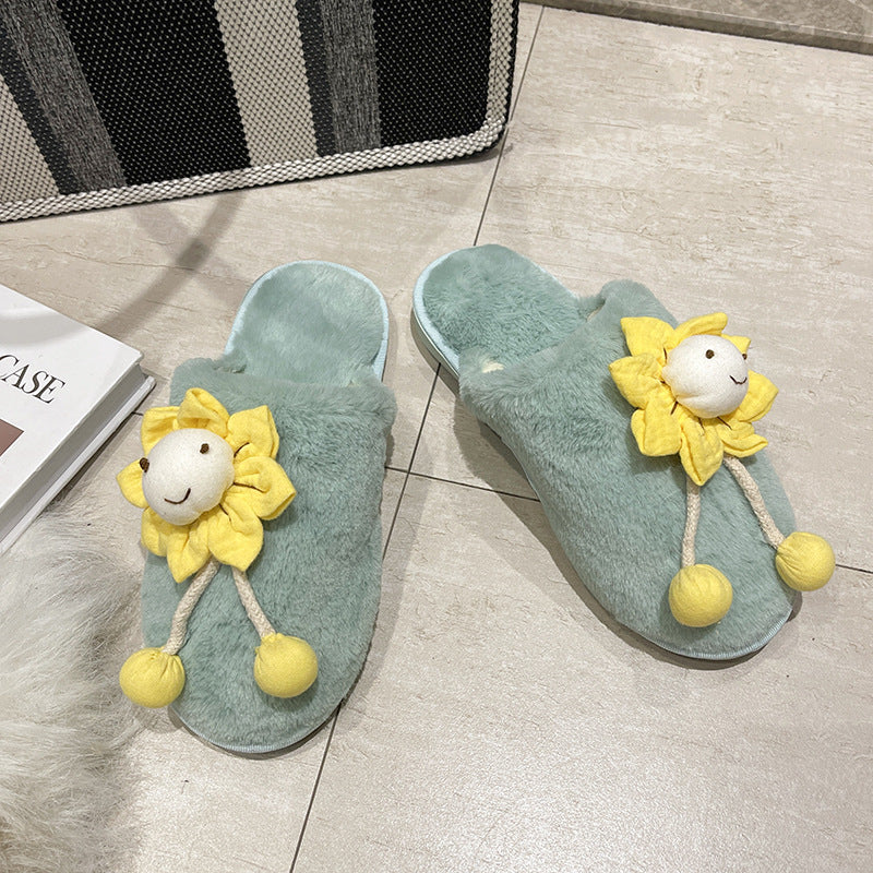 Dame hjemmesko med sjov blomsterdesign og fluffy overmateriale Stilla