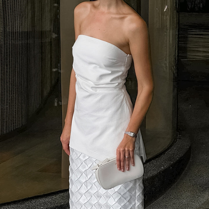 Dame Strapless Aftenkjole med asymmetrisk snit og kvalitetsstof Stilla