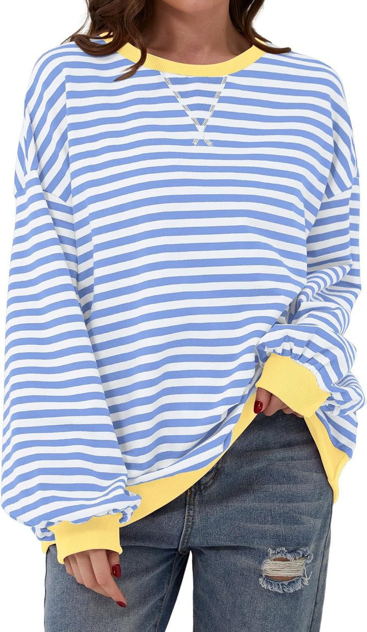 Stilla | Løs Stribet Pullover i Løs Pasform