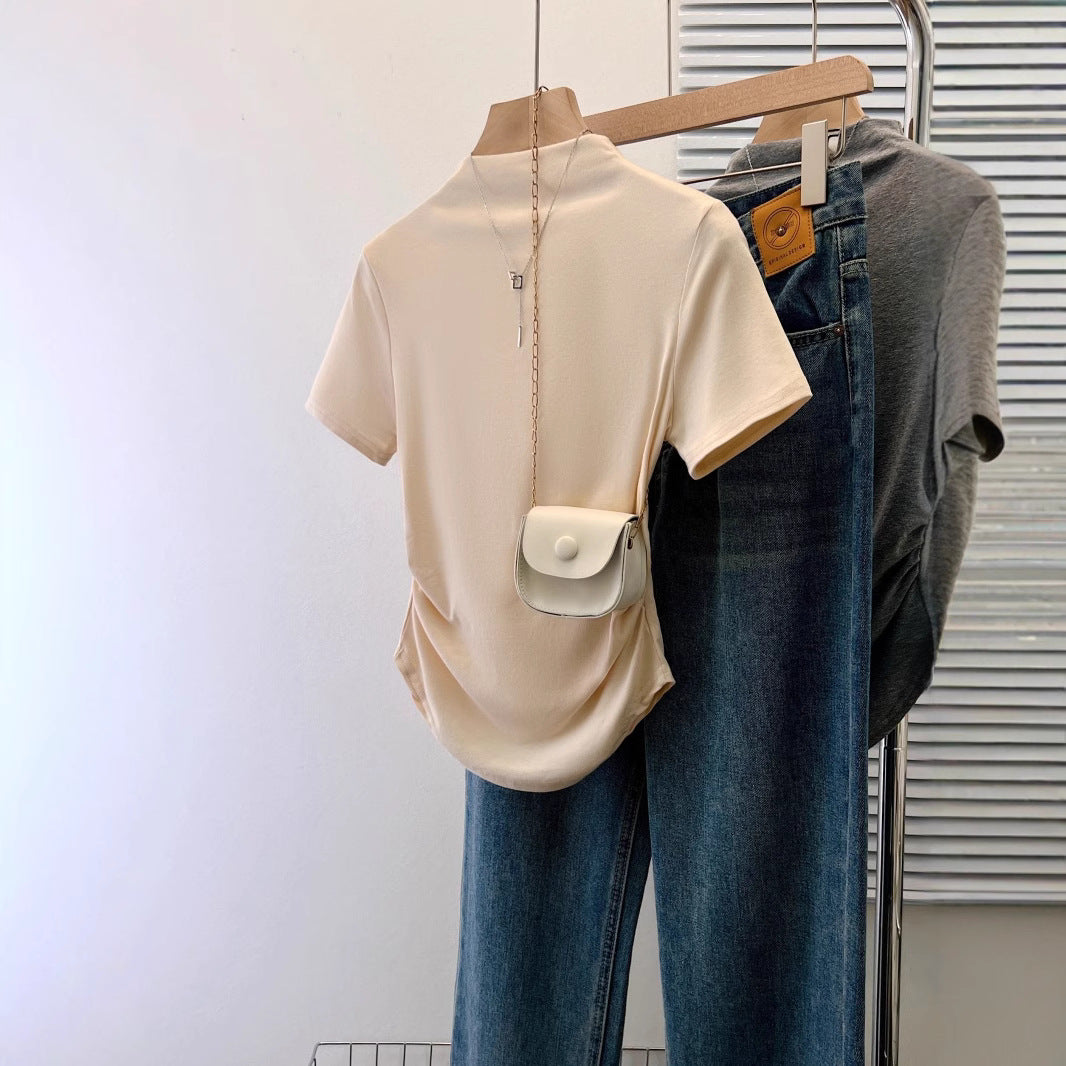 Dame Premium Tætsiddende Kortærmet T-shirt med Elegant Rygdekoration Stilla