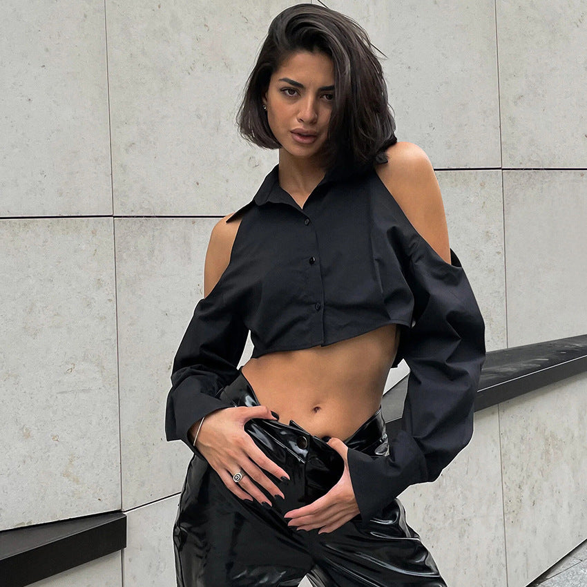 Dame Crop-bluse med off-shoulder design og elegant snit Stilla