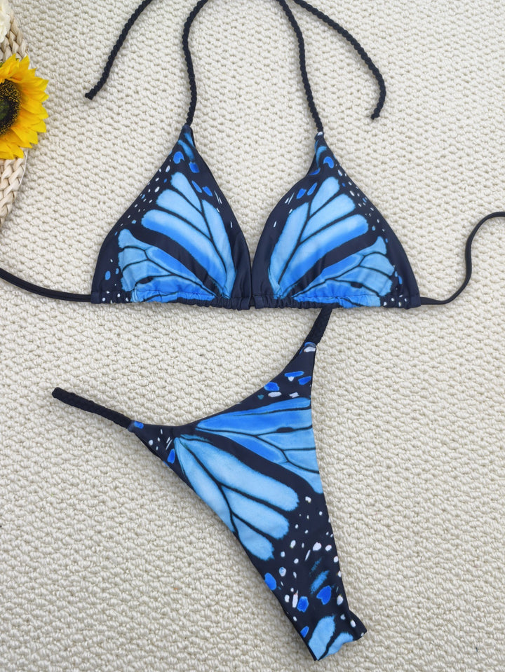 Dame bikini-sæt med trendy sommerfugledesign og justerbare bånd Skovae