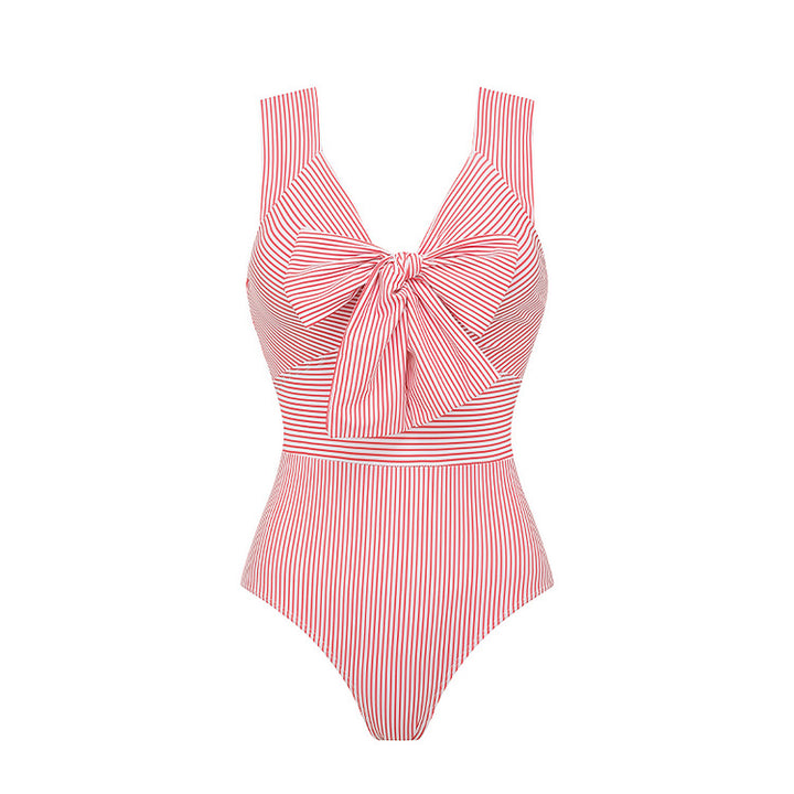 Dame Striped Bikini-Sæt med elegant V-wrap Bluse og moderigtig Skørt Skovae