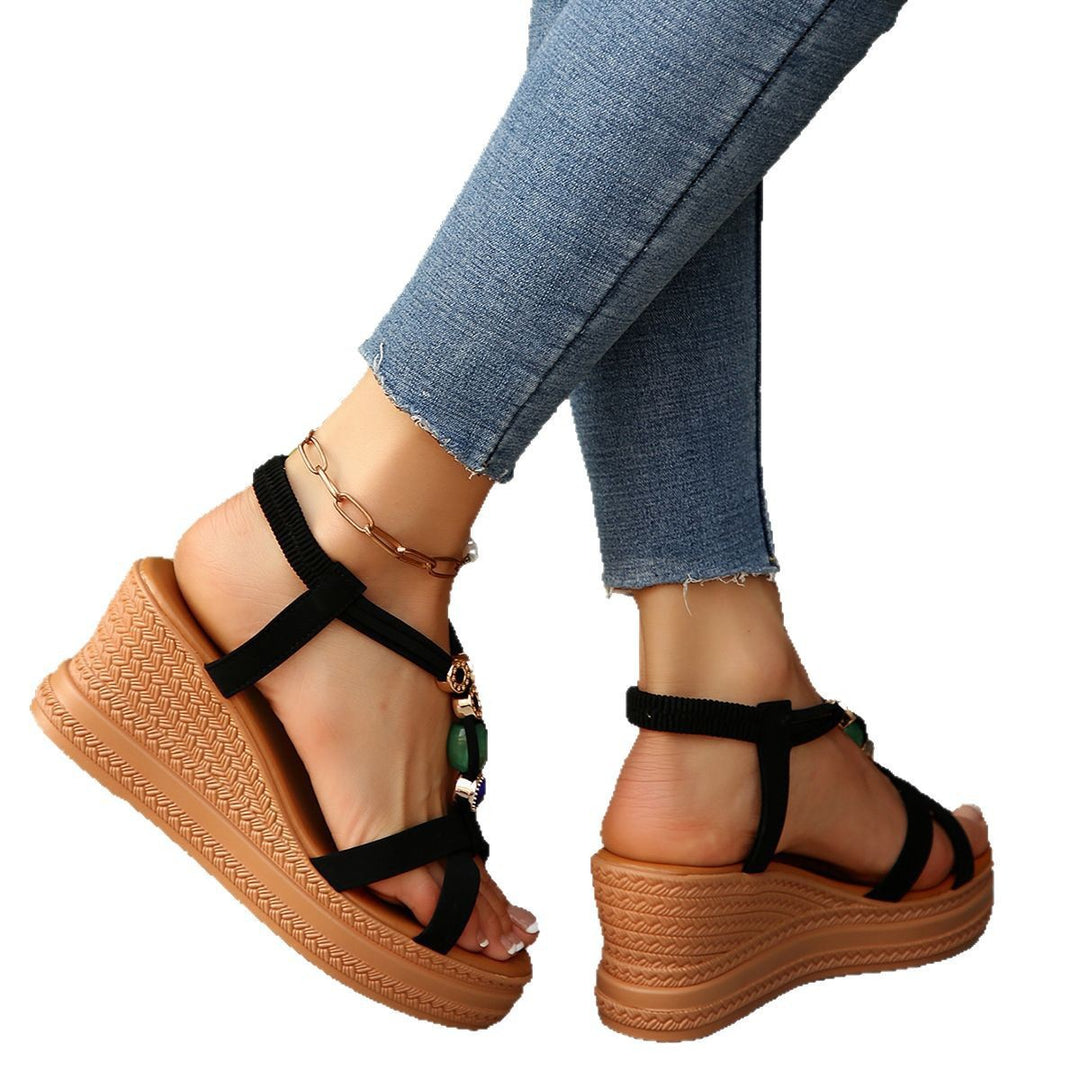 Dame Wedge-sandaler med moderne design og dekorative stenaksenter Stilla