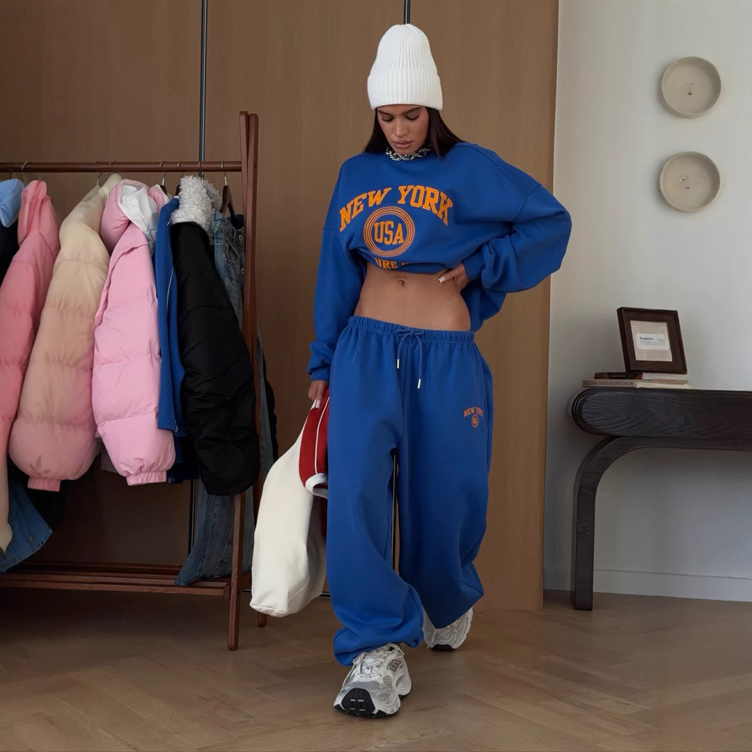 Kvinders oversized sweatshirt og fritidsshorts sæt Stilla