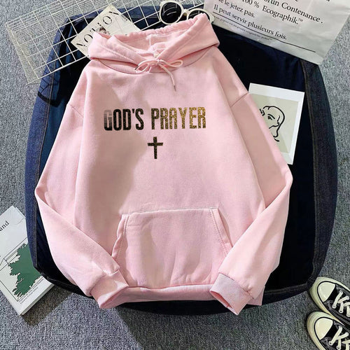 Damehoodie med unik lettering og krydsdesign Skovae