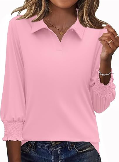 Dame Elegant Polo Shirt med Ruffle Detaljer Stilla