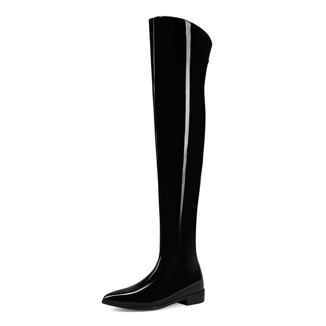 Femme Over-the-Knee Skinnende Flade Støvler Stilla