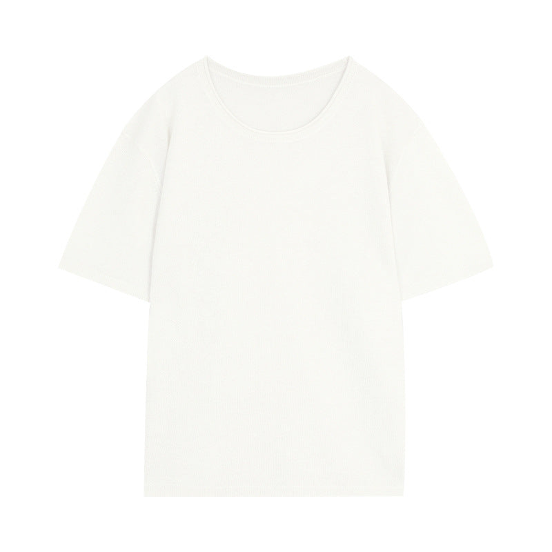 Dame casual kortærmet T-shirt med fin struktur og rund halsudskæring Stilla