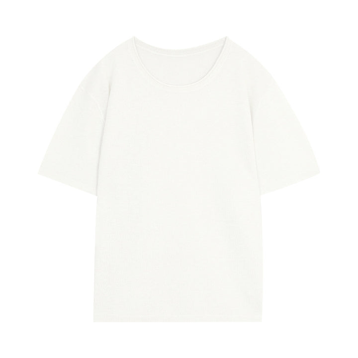 Dame casual kortærmet T-shirt med fin struktur og rund halsudskæring Stilla