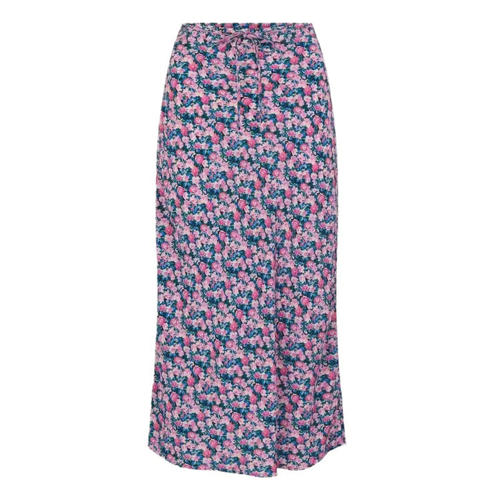 Dame Midirock med floral print og diskrete flæsedetaljer Stilla