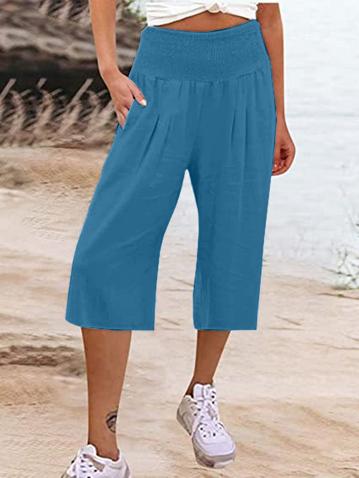Damer Elegant løs Culotte med elastisk bælt og folder Stilla