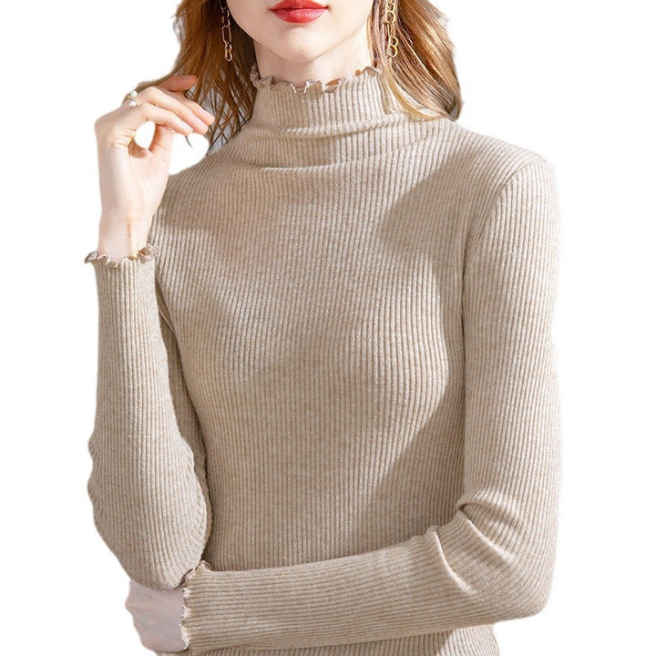 Dame rullekrave sweater med fin ribstruktur og elegante afslutninger Stilla