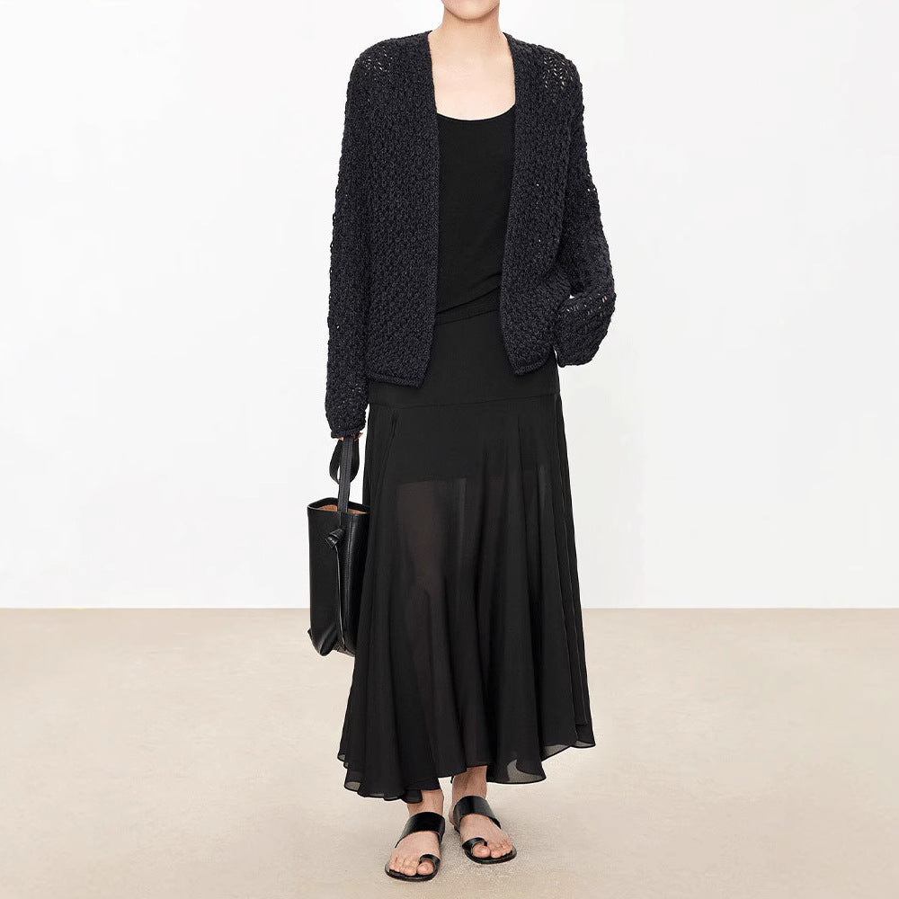 Dame elegant midikjole med flydende snit og asymmetrisk kant Stilla