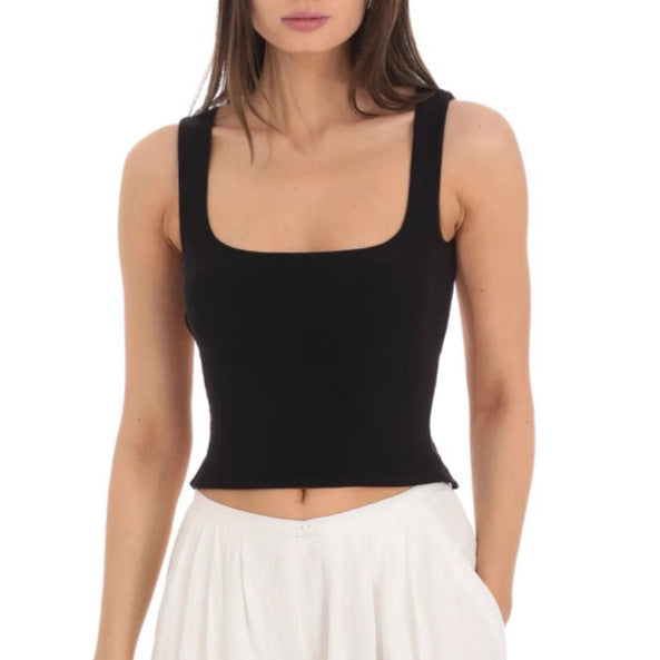 Dame moderne Crop-Top med firkantet udskæring og brede stropper Stilla
