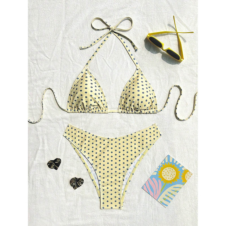 Dame Triangel-Bikini med dyremønster og høj benudskæring Skovae