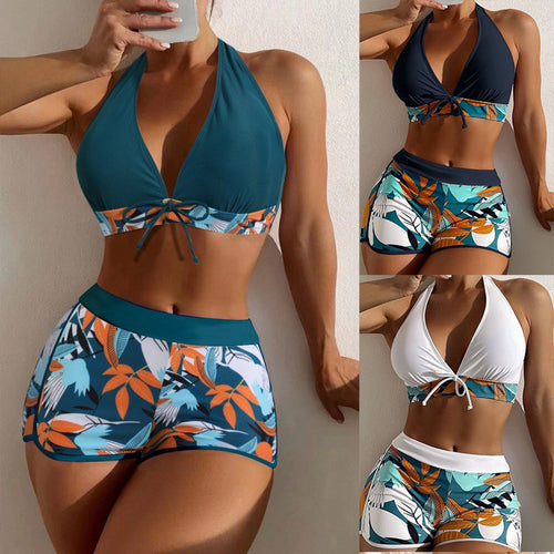 Dame Højhalset Bikini med legesygt Blomsterprint Skovae