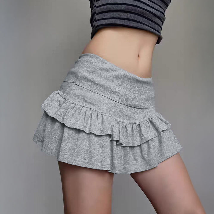Dame ruffleskørt med elastisk talje og drøbende design Stilla