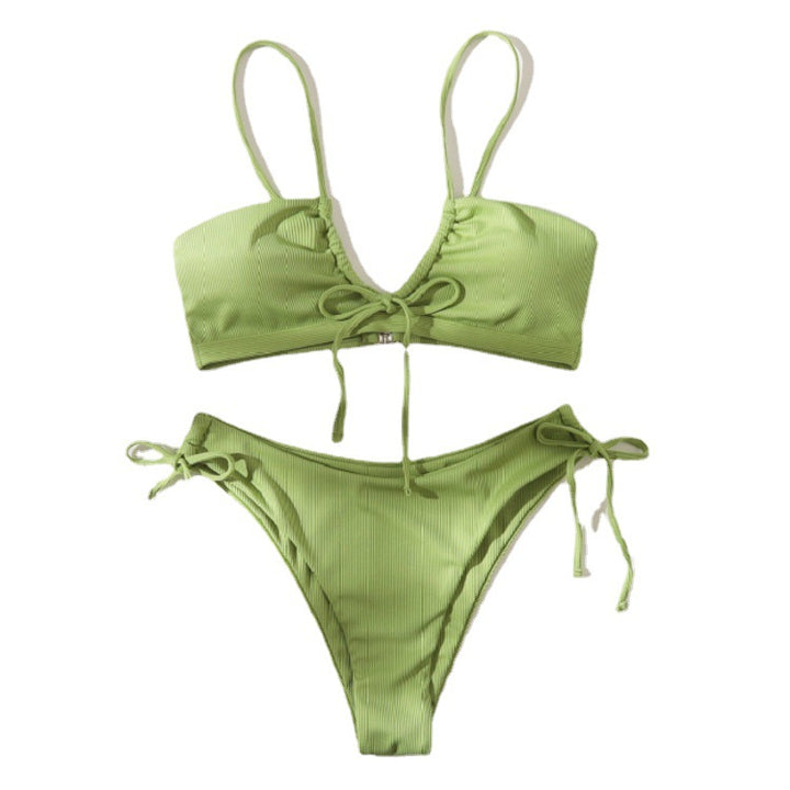 Damer bikini-sæt med raffineret indpakningsdetalje og justerbare stropper Skovae