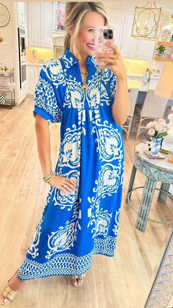 Dame maxikjole i boho-stil med blomsterprint og afslappet pasform Stilla