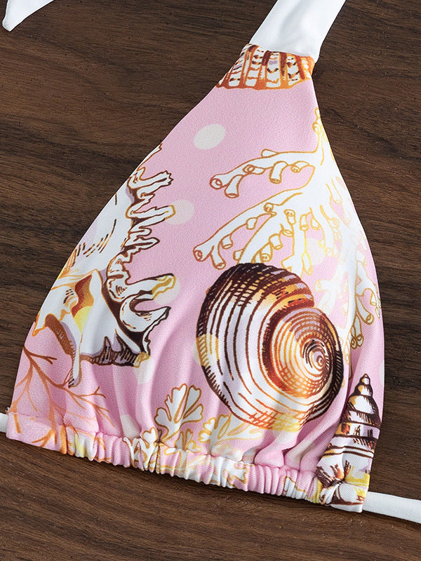 Dame Triangel-Bikini-Sæt med blomsterprint og moderne stropper Stilla