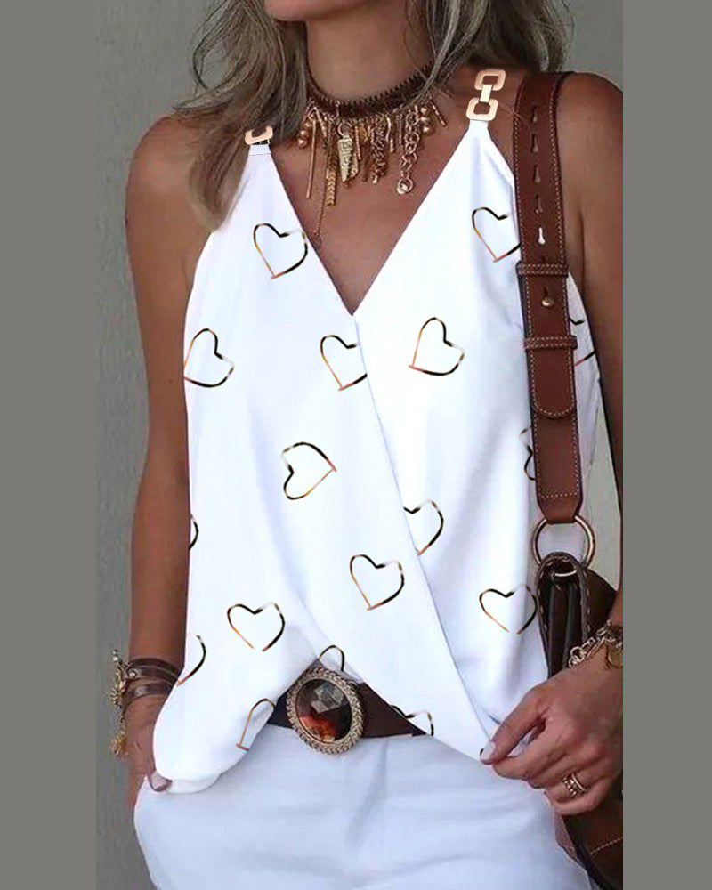 Dame Patchwork Tanktop med trendy V-udskæring Stilla