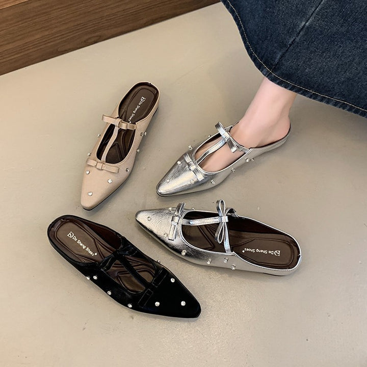 Dame elegant spidsed slippers med strass-accenter Stilla