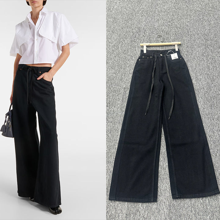 Dame brede jeansbukser med elastisk waist Stilla