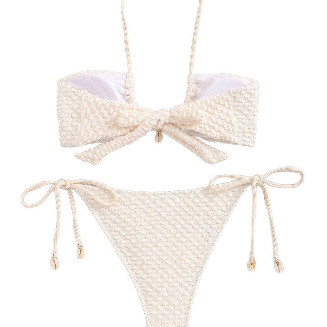 Dame bandeau-bikini med elastiske bindebånd Skovae