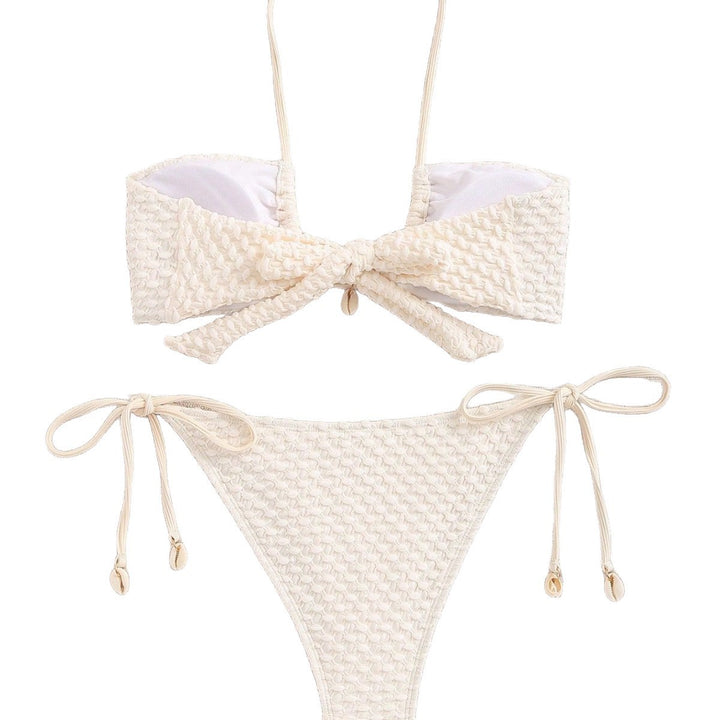 Dame bandeau-bikini med elastiske bindebånd Skovae