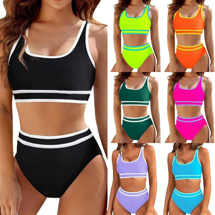 Dame Sporty Bikini-sæt med højtskaffet underdel og brede stropper Stilla