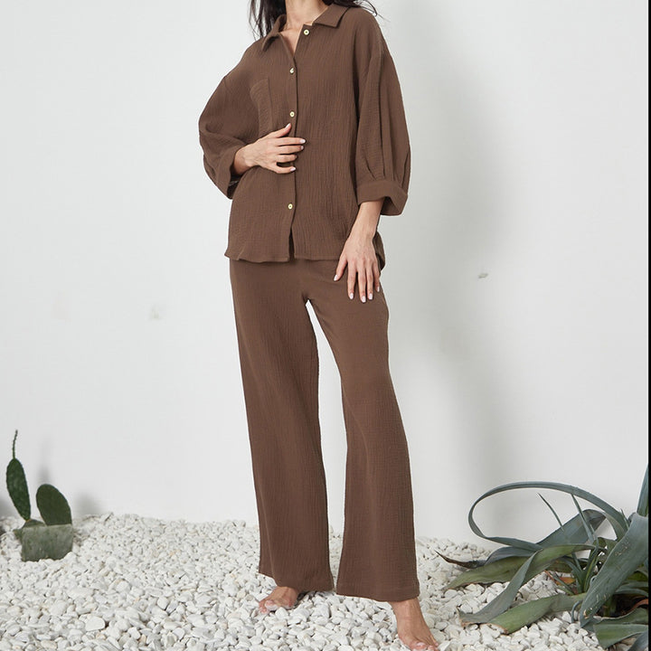 Damer Fritids-Loungewear-Sæt med løs Bluse og bred Bukser Stilla