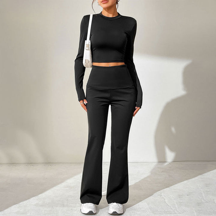 Damer Sporty sæt med kombineret cut-out top og bred bukseåbning Skovae