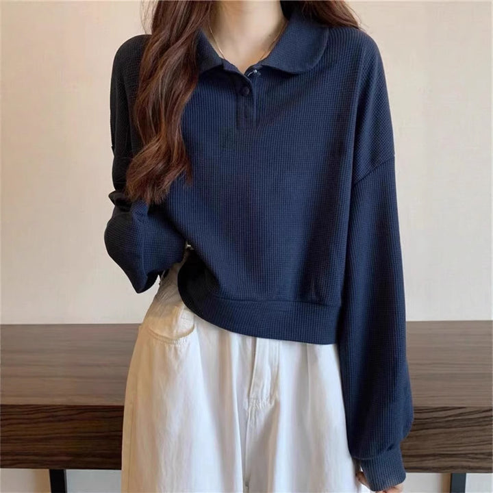 Kvinders afslappede polo shirt sweater med knap detaljer Stilla