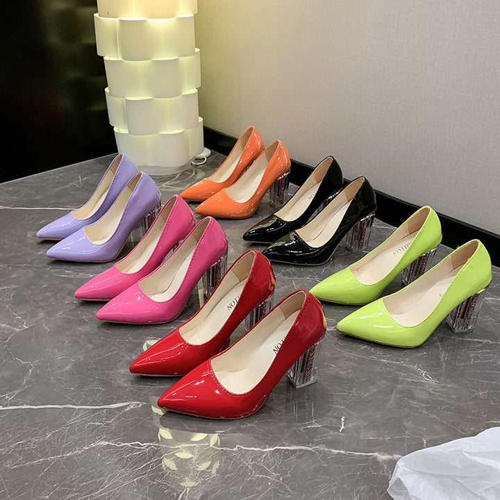 Dame Elegante High Heel Pumps med gennemsigtig blokhæl Stilla