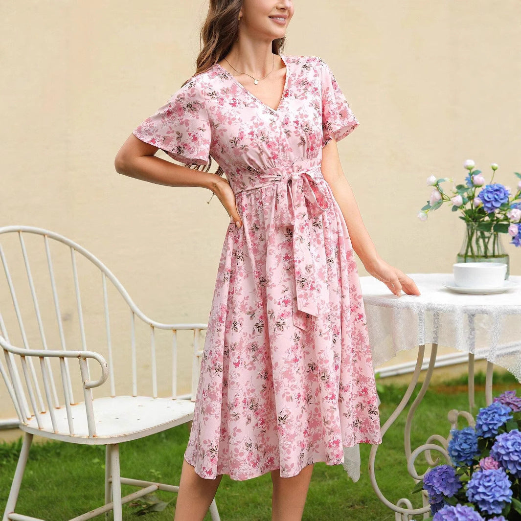 Dame Midi kjole med florale applikationer Stilla