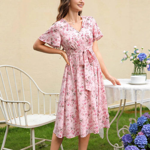 Dame Midi kjole med florale applikationer Stilla