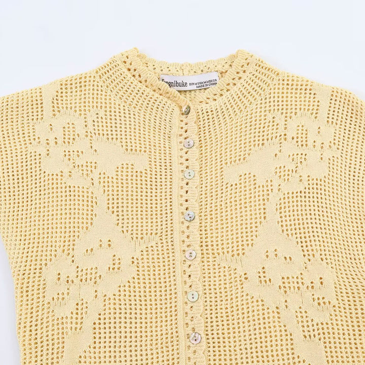 Dame elegant strikbluse med filigranmønster Skovae