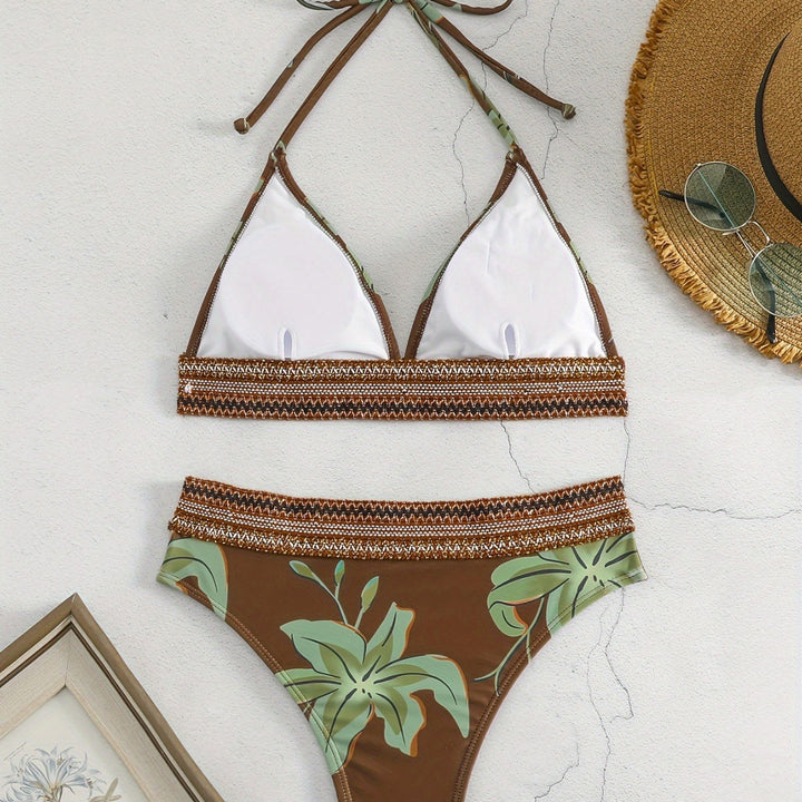 Dame Triangel-Bikini med blomsterpræg og komfortabel bærekomfort Skovae