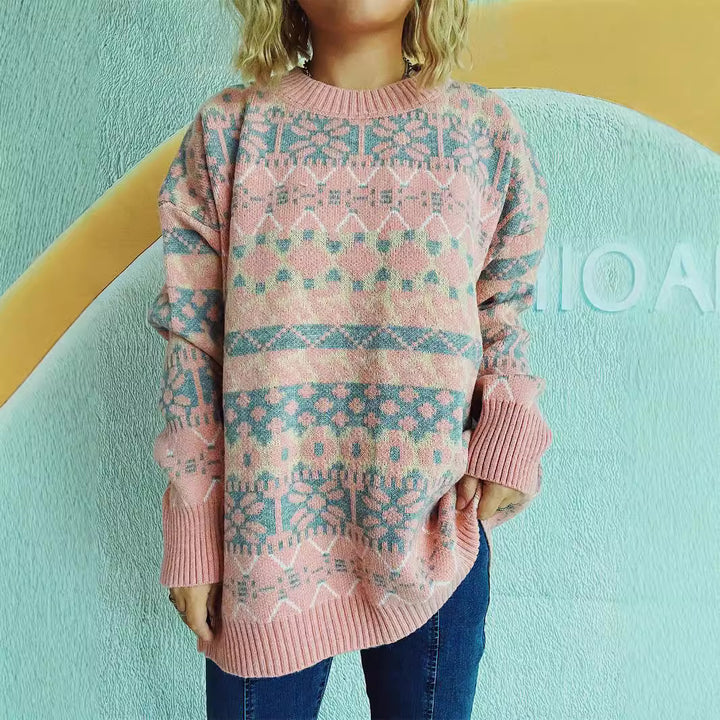 Kvinder komfortabel sweater med traditionelt norsk mønster og afslappet snit Stilla